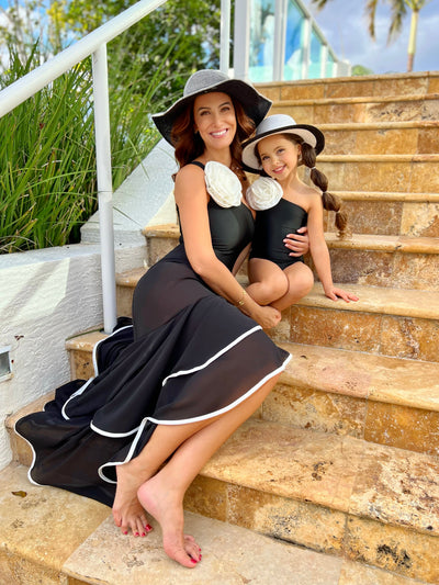Mia Belle Girls Black Swimsuit Cover Up | Mommy and Me