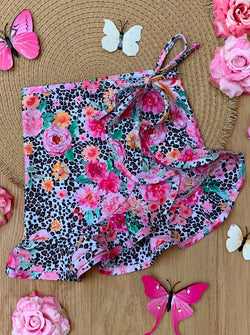 Mommy and Me Leopard Floral Swim Cover-Up Skirt