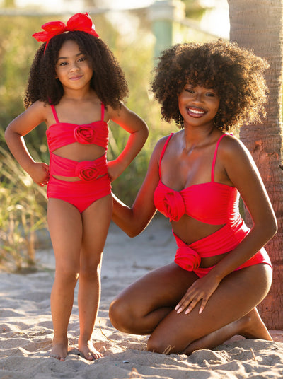 Mommy and Me Radiant Rosette Cutout One Piece Swimsuit