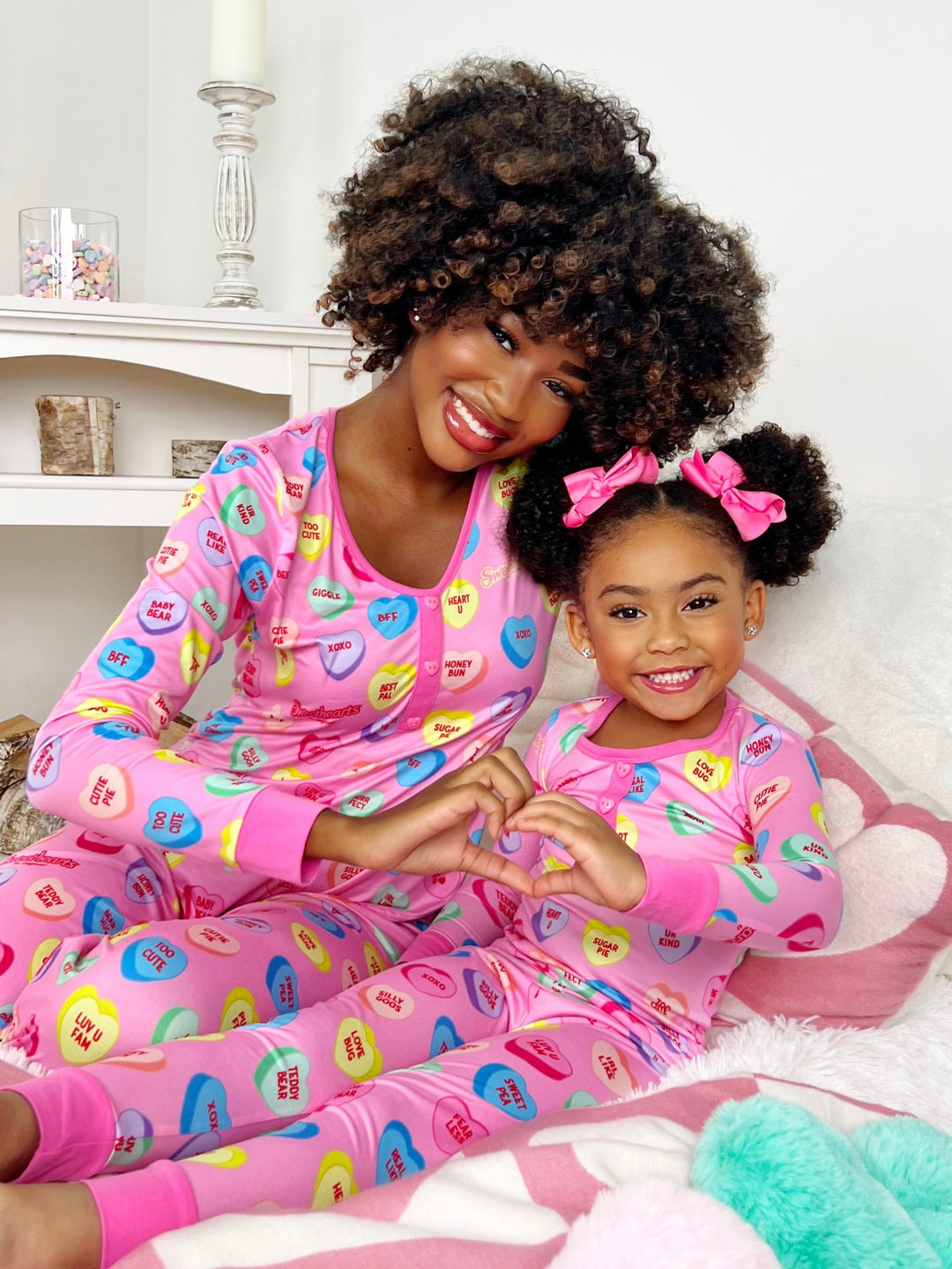 Sweethearts x Mia Belle Mommy and Me UR SWEET Pink Pajamas