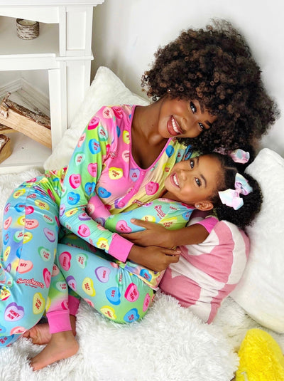 Sweethearts x Mia Belle Mommy And Me YOU+ME Pastel Pajamas