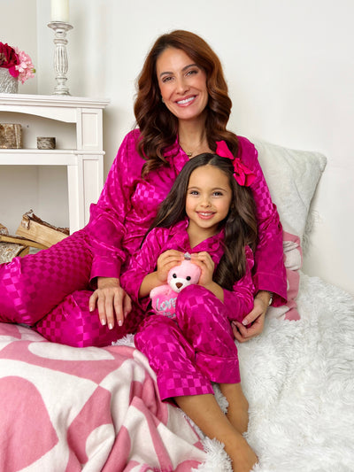 Mia Belle Mommy & Me Fuchsia Pajamas | Valentine's Pajamas