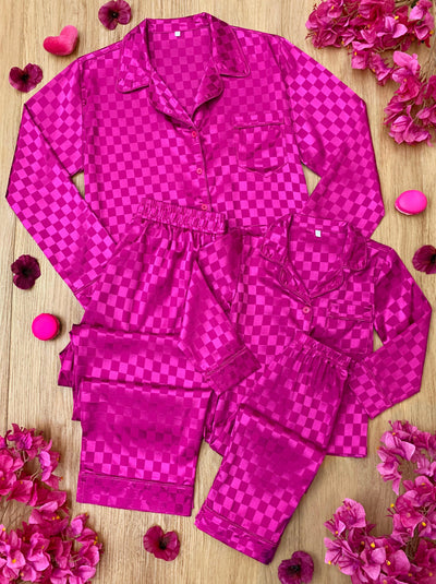 Mia Belle Mommy & Me Fuchsia Pajamas | Valentine's Pajamas
