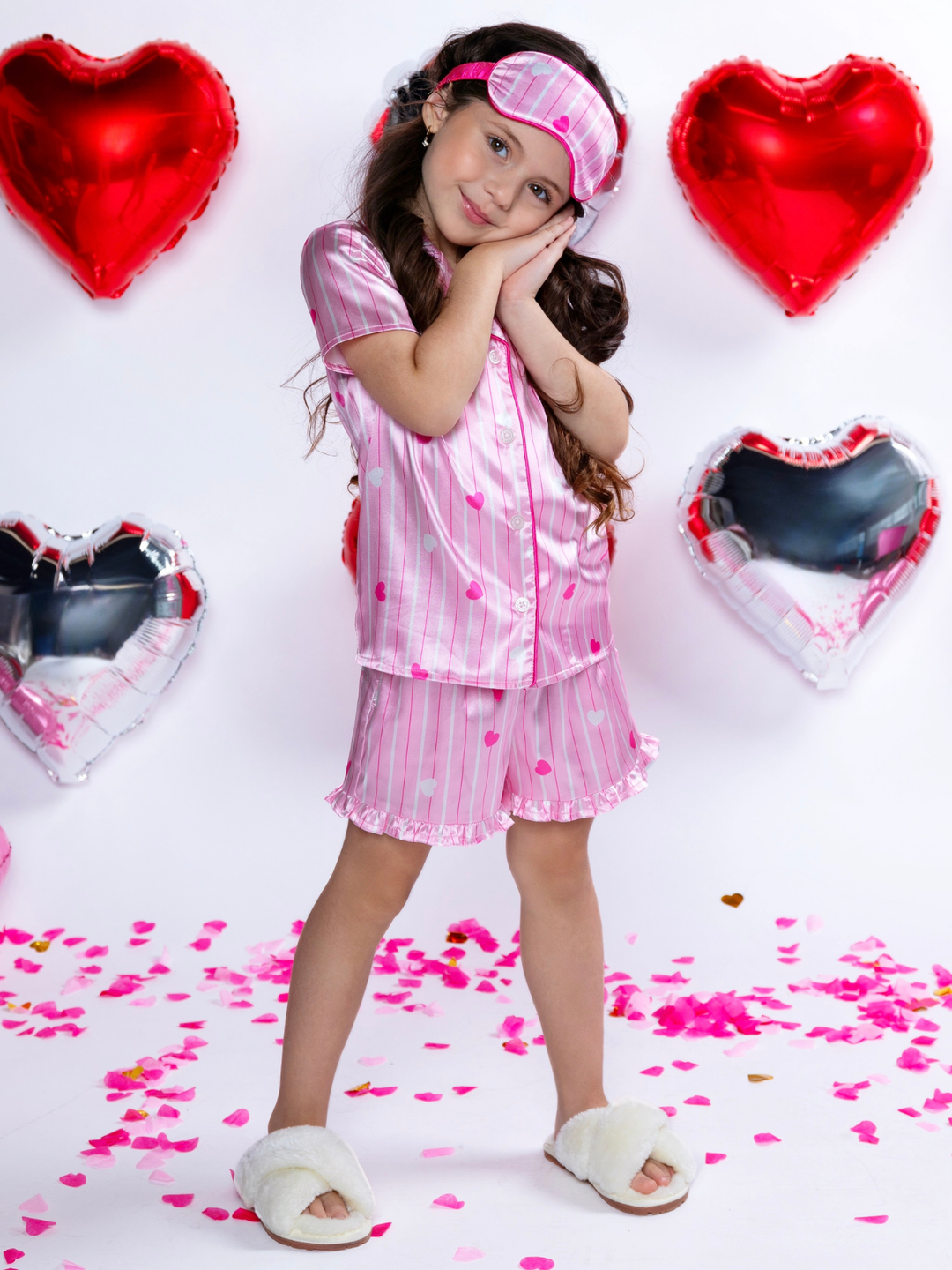 Mommy and Me Sweet Dreams Pink Silky Pajama Set with Sleep Mask