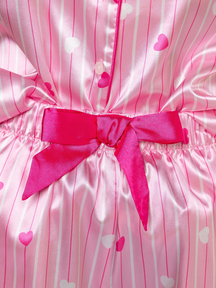 Mommy and Me Sweet Dreams Pink Silky Pajama Set with Sleep Mask