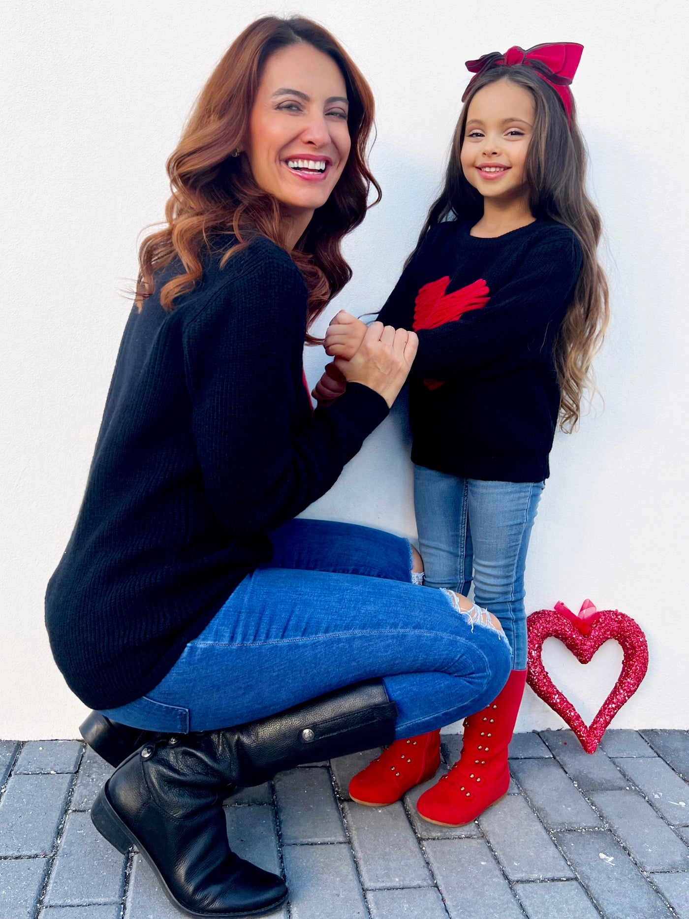 Mia Belle Mommy & Me Red Heart Sweater | Valentine's TopMia Belle Mommy & Me Red Heart Sweater | Valentine's Top
