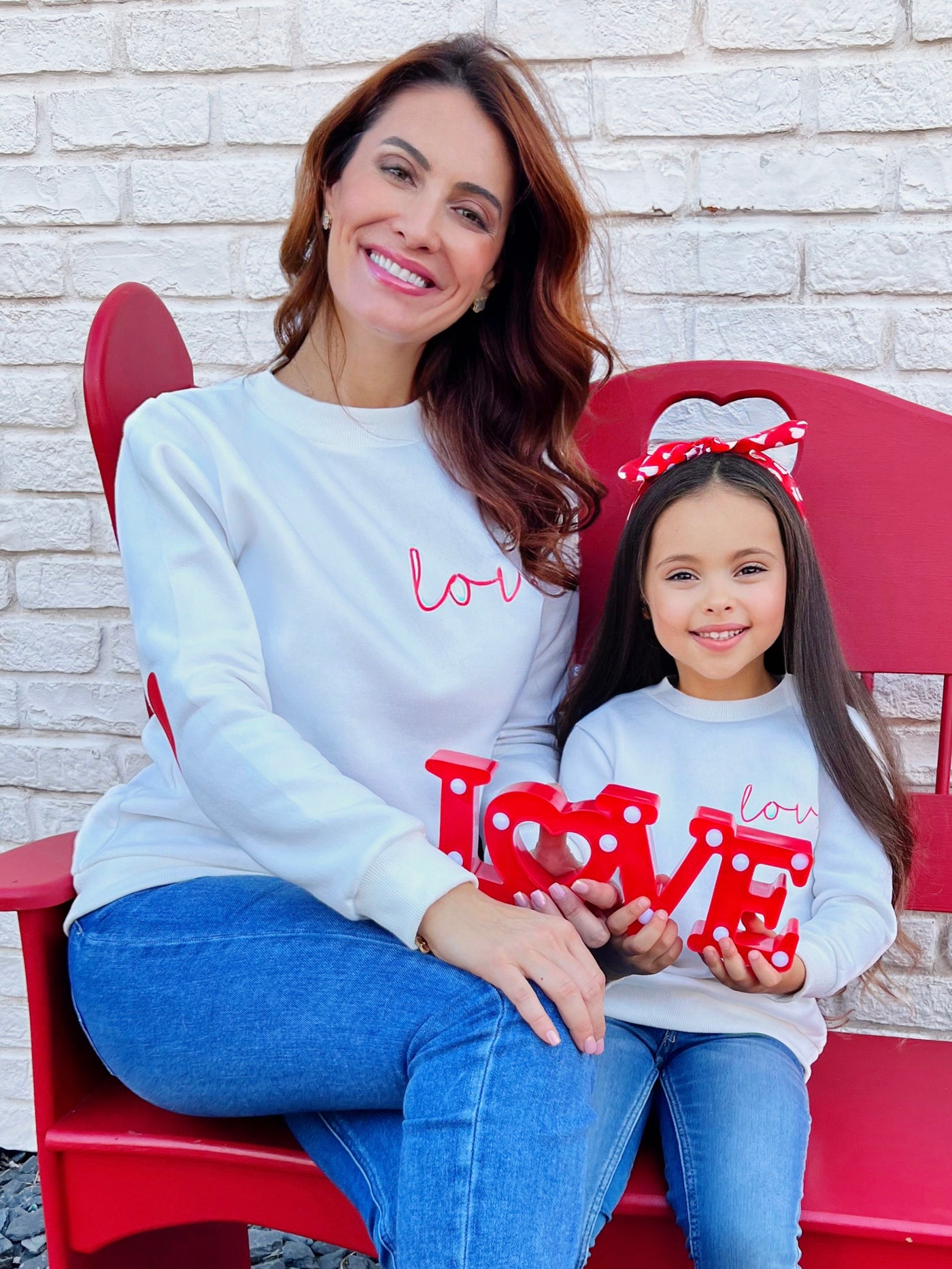 Mia Belle Mommy & Me Heart Elbow Sweater | Valentine's Day Tops