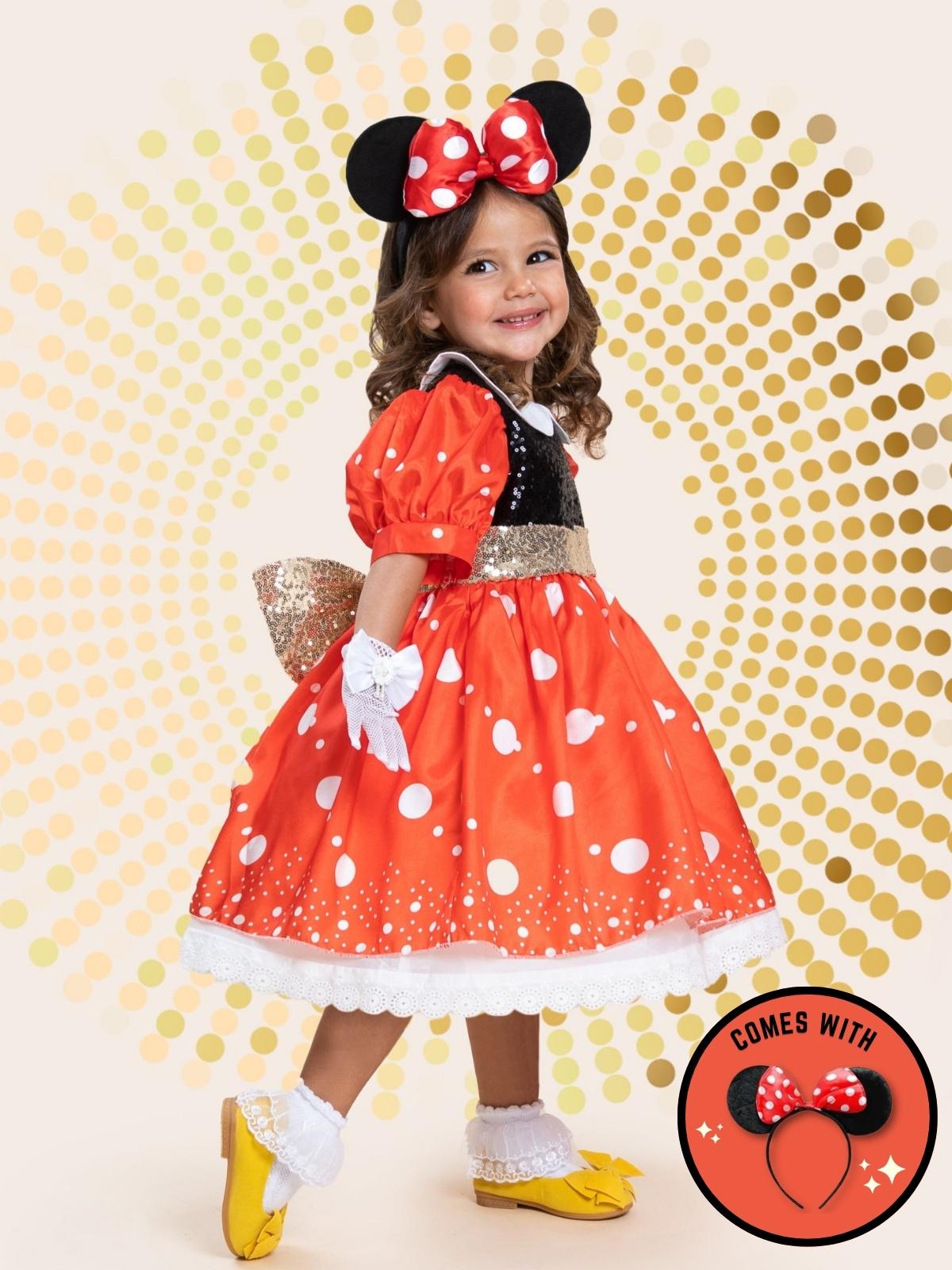 Girls Halloween Costumes | Sequin Minnie Mouse Costume Dress & Ears