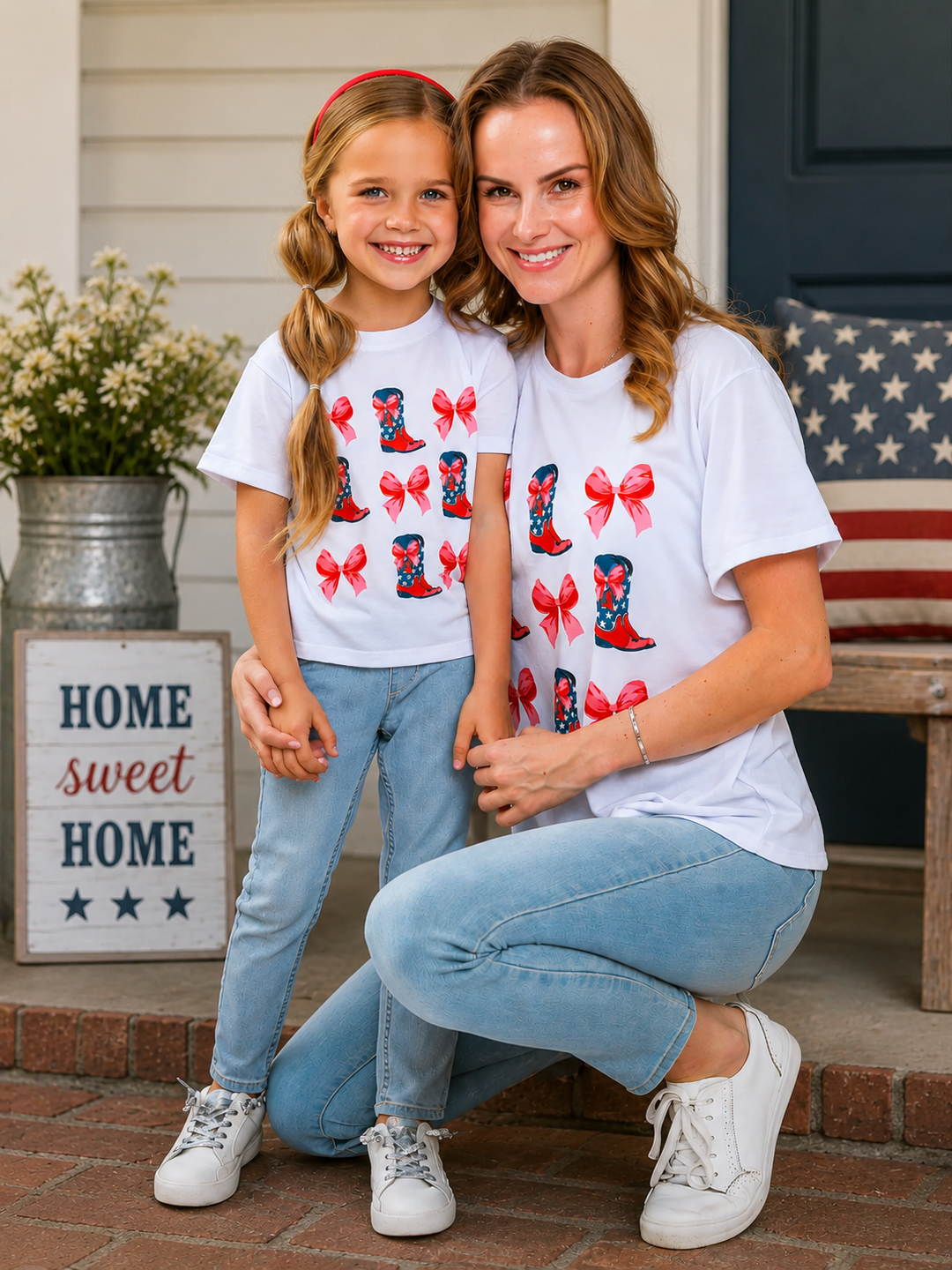 Mommy and Me Boots & Bows Cowgirl Graphic Top Mia Belle Girls