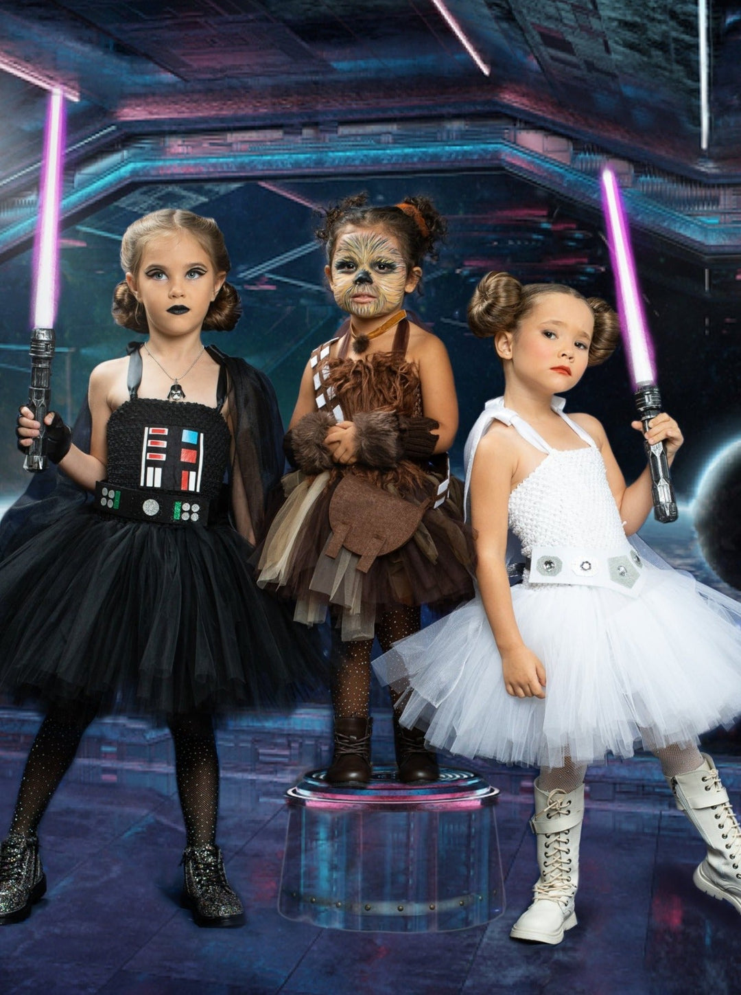 Girls Dark Star Villain Tutu Costume Dress with Cape Girls Dark Star Villain Tutu Costume Dress with Cape