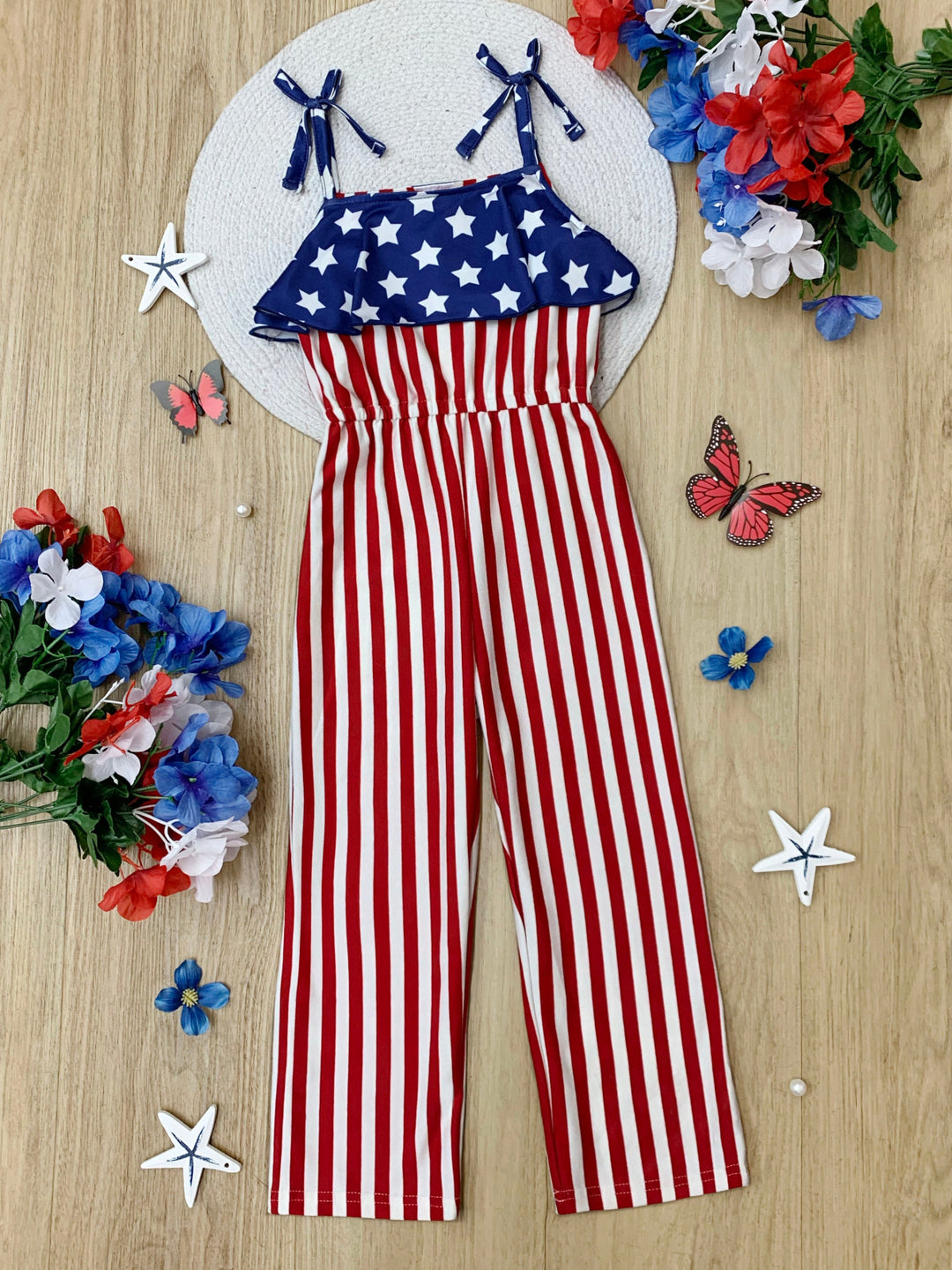Patriotic Star & Stripes Tie-Strap Jumpsuit