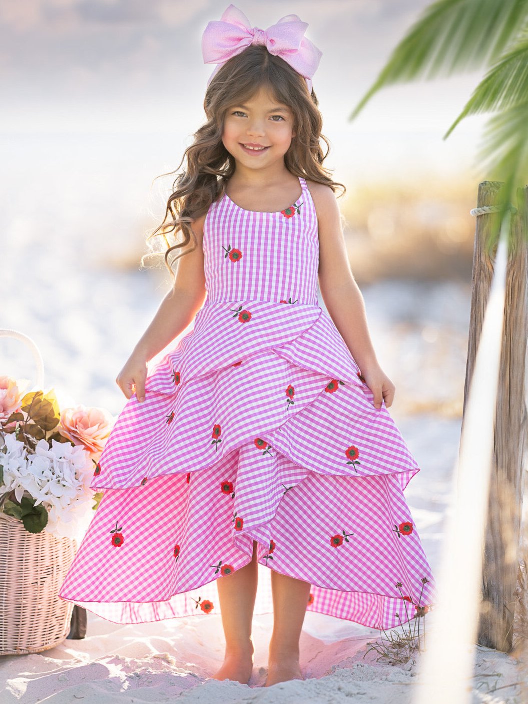 Bloom Gingham Embroidered Floral Ruffle Dress Pink / 2T/3T Bloom Gingham Embroidered Floral Ruffle Dress Pink / 2T/3T