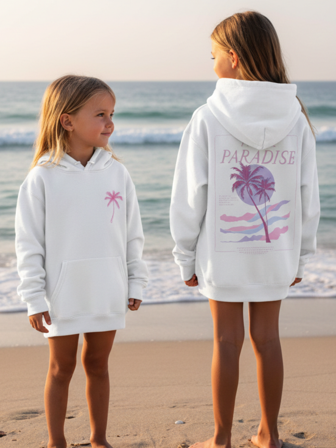 Palm Paradise Pastel Graphic Fleece Hoodie