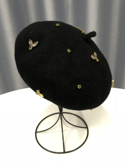 Mia Belle Girls Bejeweled Wool Beret Hat | Girls Accessories