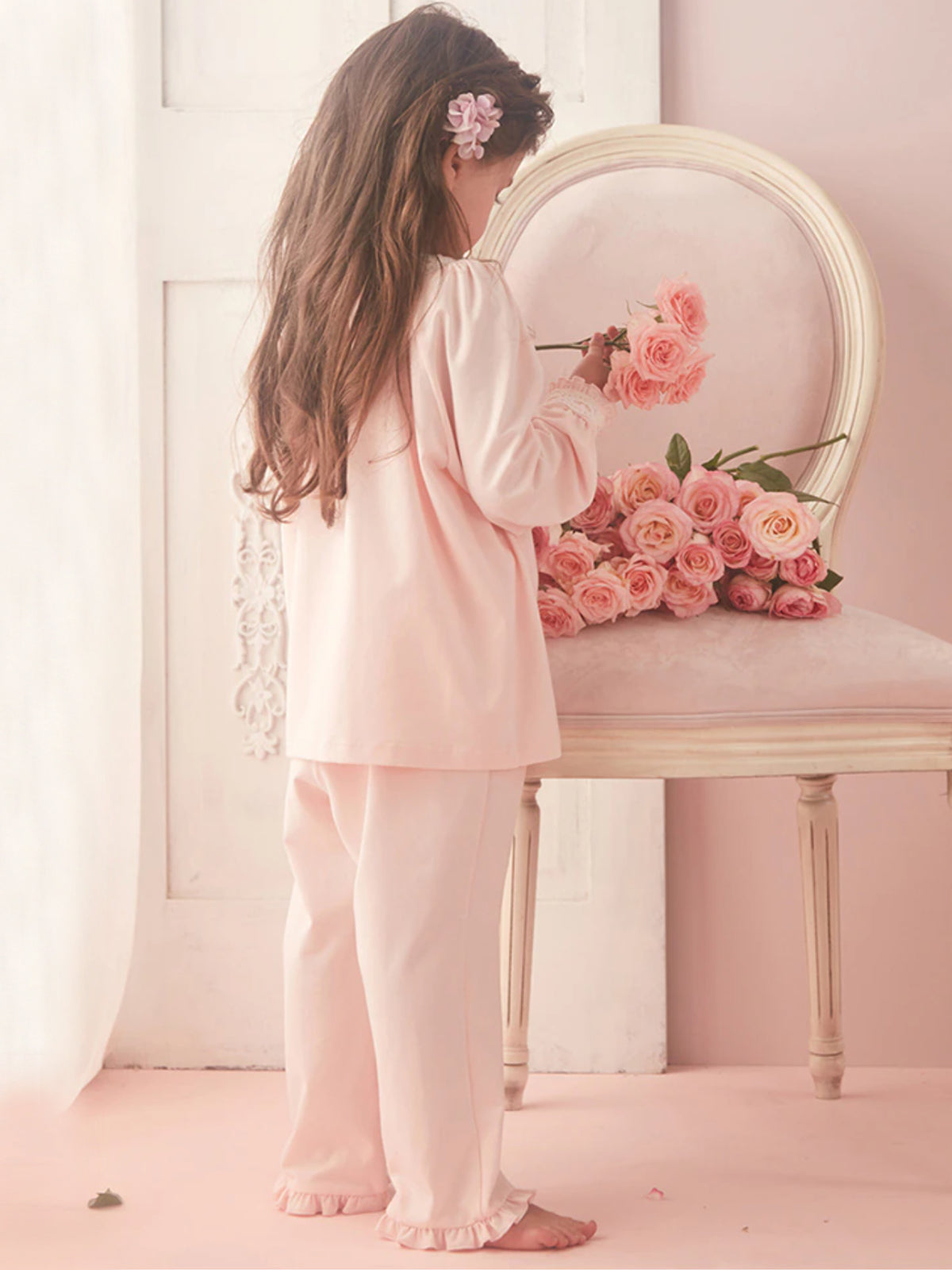 Mia Belle Girls Lace Trim Pink Pajamas | Girls Loungewear