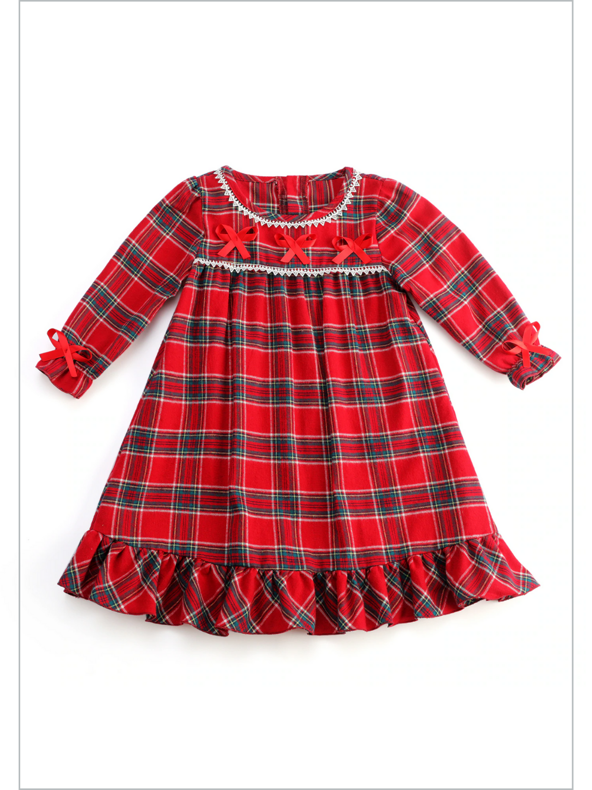 Mia Belle Girls Red Checkered Pajama Dress | Girls Loungewear