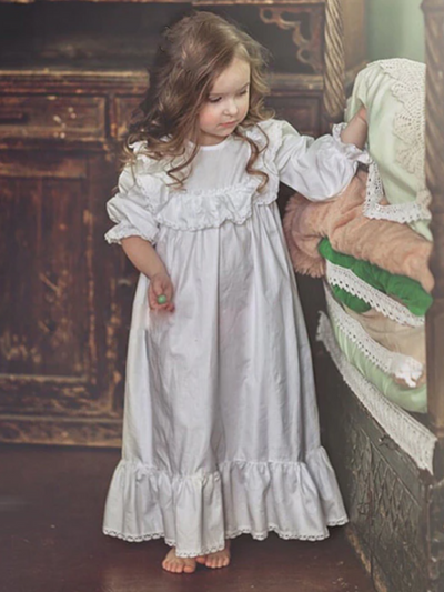 Mia Belle Girls White Nightgown | Girls Loungewear
