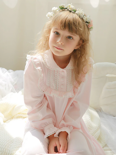 Mia Belle Girls Long Sleeve Ruffle Nightgown | Girls Loungewear