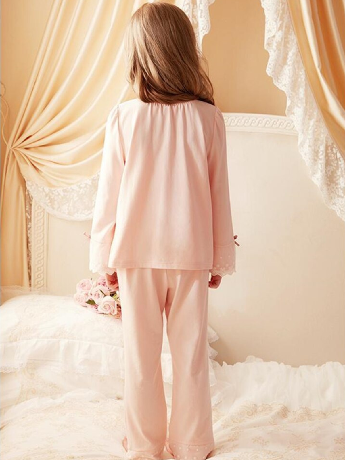 Mia Belle Girls Scallop Trim Pajamas | Girls Loungewear