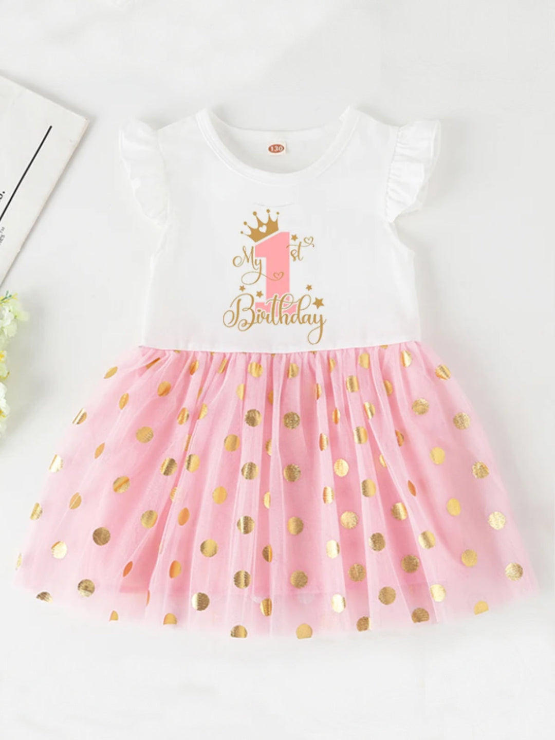 Princess 1 Year Birthday Tutu Dress with Golden Accents Mia Belle Girls Princess 1 Year Birthday Tutu Dress with Golden Accents Mia Belle Girls