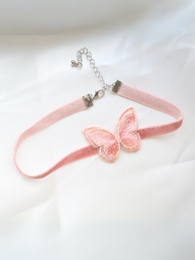 Mia Belle Girls Pink Butterfly Choker Necklace | Girls Accessories