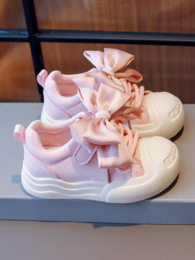 Mia Belle Girls Satin Bow Sneakers | Shoes By Liv & Mia