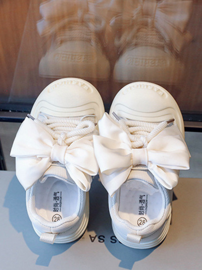 Mia Belle Girls Satin Bow Sneakers | Shoes By Liv & Mia