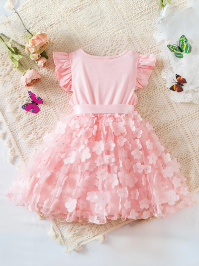 Mia Belle Girls 3D Flower Layered Dress | Girls Summer Dresses