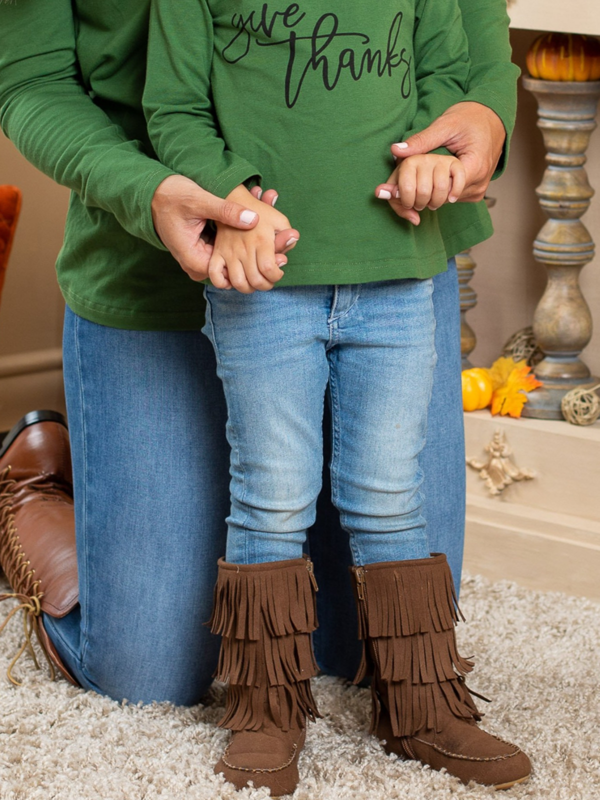 Mia Belle Girls Brown Fringe Boots by Liv & Mia