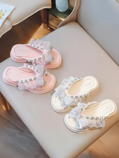 Mia Belle Girls Crystal & Pearl Sandals | Shoes By Liv & Mia