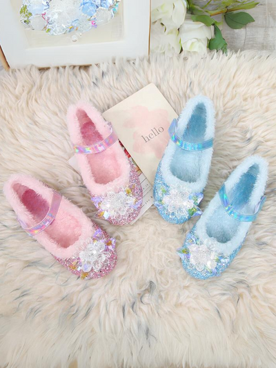 Mia Belle Girls Fur-Lined Princess Crystal Shoes | Shoes By Liv & Mia