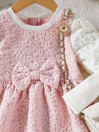 Girls Preppy Chic Outfits | Pink Floral Lace Dress | Mia Belle Girls