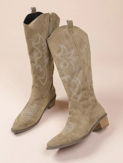 Mia Belle Girls Faux Suede Embroidered Cowgirl Boots | Women's Shoes