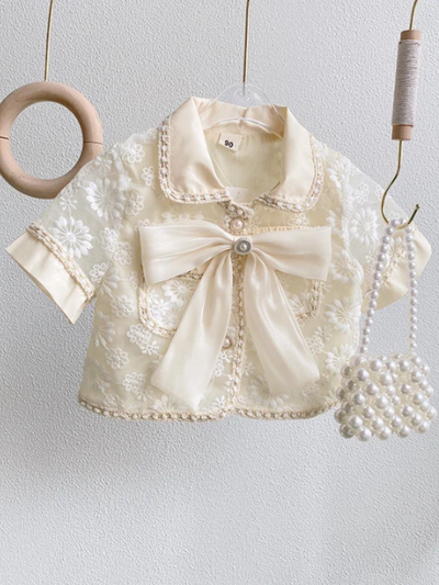 Preppy Chic Clothes | Floral Lace Blouse & Skirt Set | Mia Belle Girls