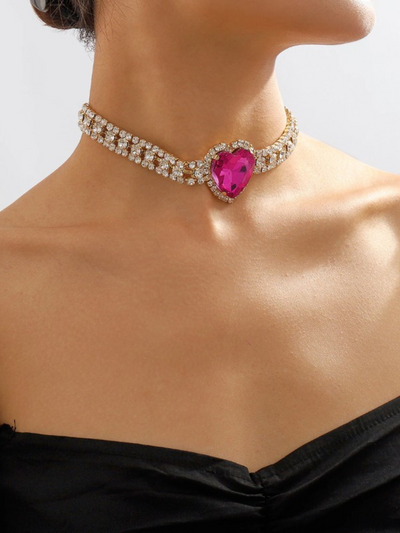 Mia Belle Girls Crystal Heart Choker Necklace | Girls Accessories