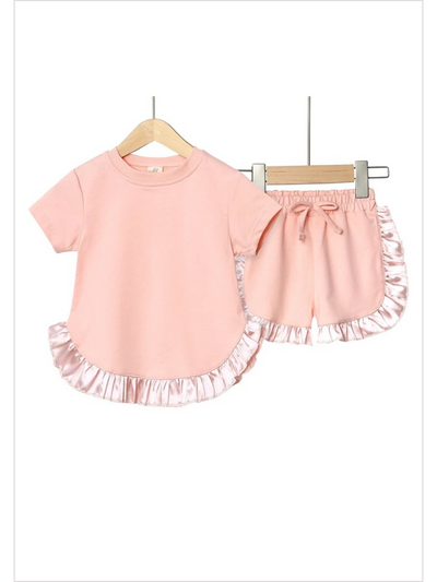 Ruffle Trim Tee and Shorts Set | Summer Outfits | Mia Belle Girls