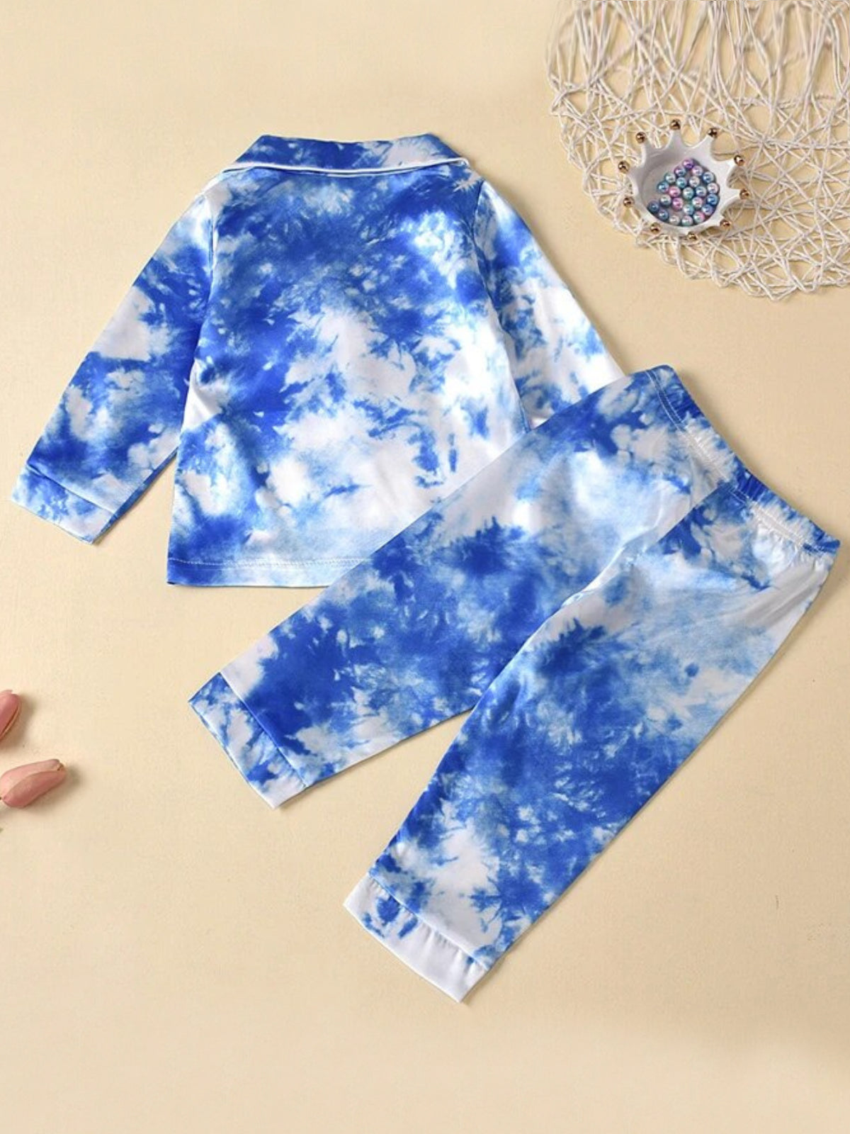 Mia Belle Girls Tie-Dye Print Silk Pajama Set | Girls Loungewear
