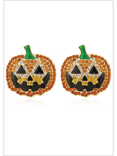 Mia Belle Girls | Rhinestone Pumpkin Earrings | Girls Accessories