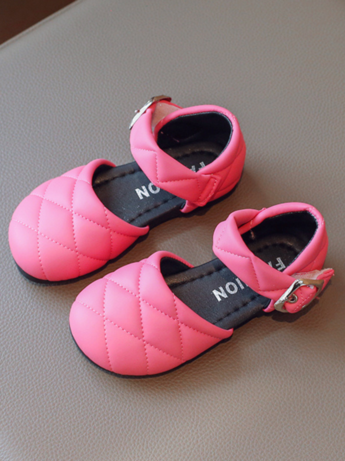 Girls Shoes By Liv and Mia | Pink Quilted Mary Jane Flat Shoes