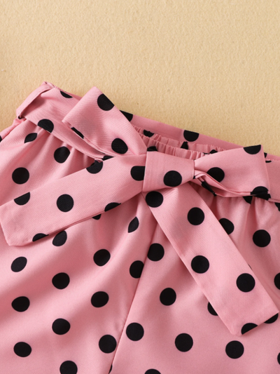 Mia Belle Girls Polka Dot Paperbag Short Set | Girls Spring Outfits