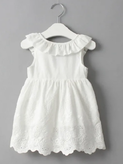 Mia Belle Girls White Lace Hem Dress | Girls Summer Outfits