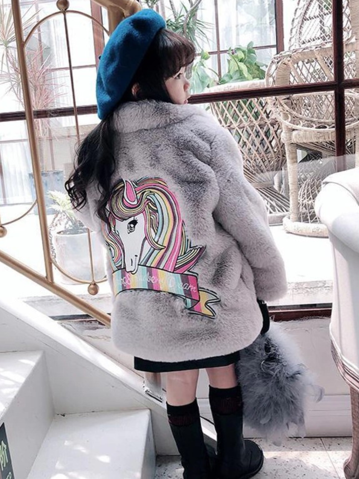 Sprinkle Magic Faux Fur Unicorn Winter Coat