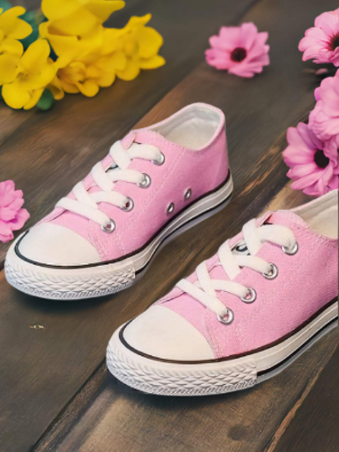 Back to School Shoes Pink Low Top Canvas Sneakers Mia Belle Girls Pink 2