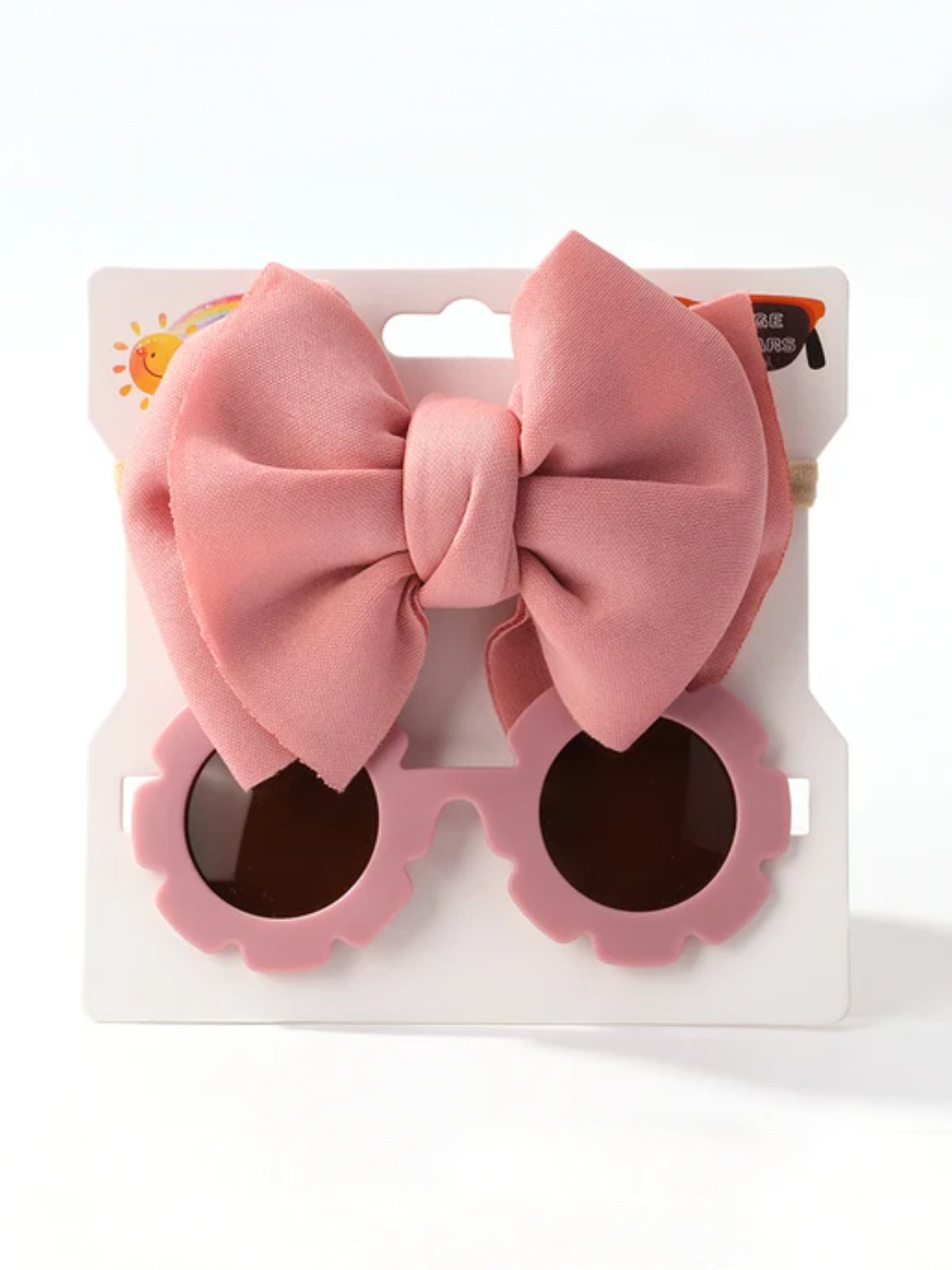 Floral Round Sunglasses and Matching Bow Set