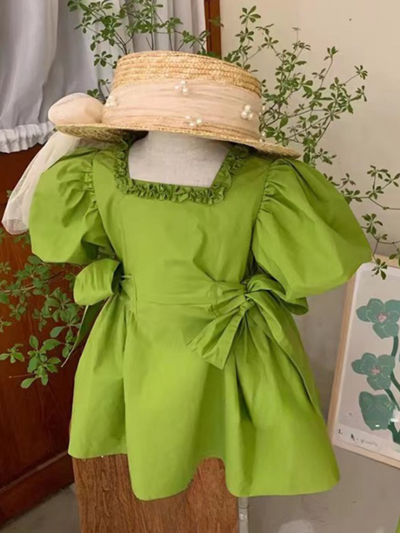 Mommy & Me Matching Dresses | Green Puff Sleeve Dress | Mia Belle Girls
