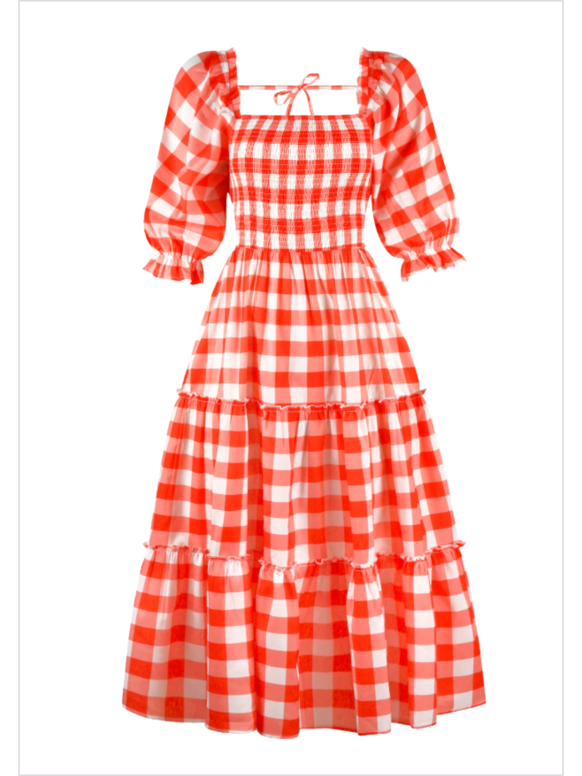 Mia Belle Girls Red Gingham Smocked Dress | Mommy and Me Dresses