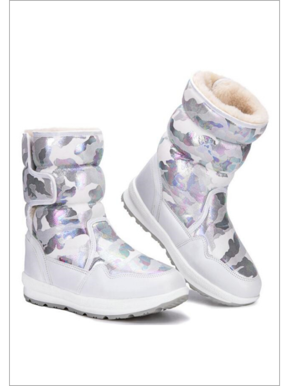 Girls Shoes By Liv and Mia | Silver Metallic Camo Anti Skid Winter Boots