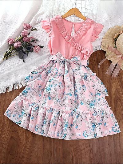 Mia Belle Girls Layered Floral Dress | Girls Summer Outfits
