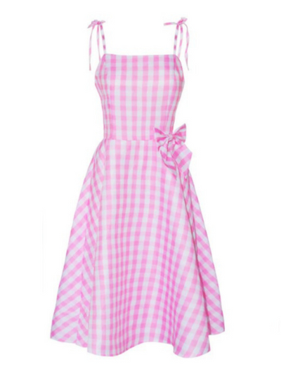 Mia Belle Mommy & Me Barbie Inspired Pink Gingham Dress Costumes