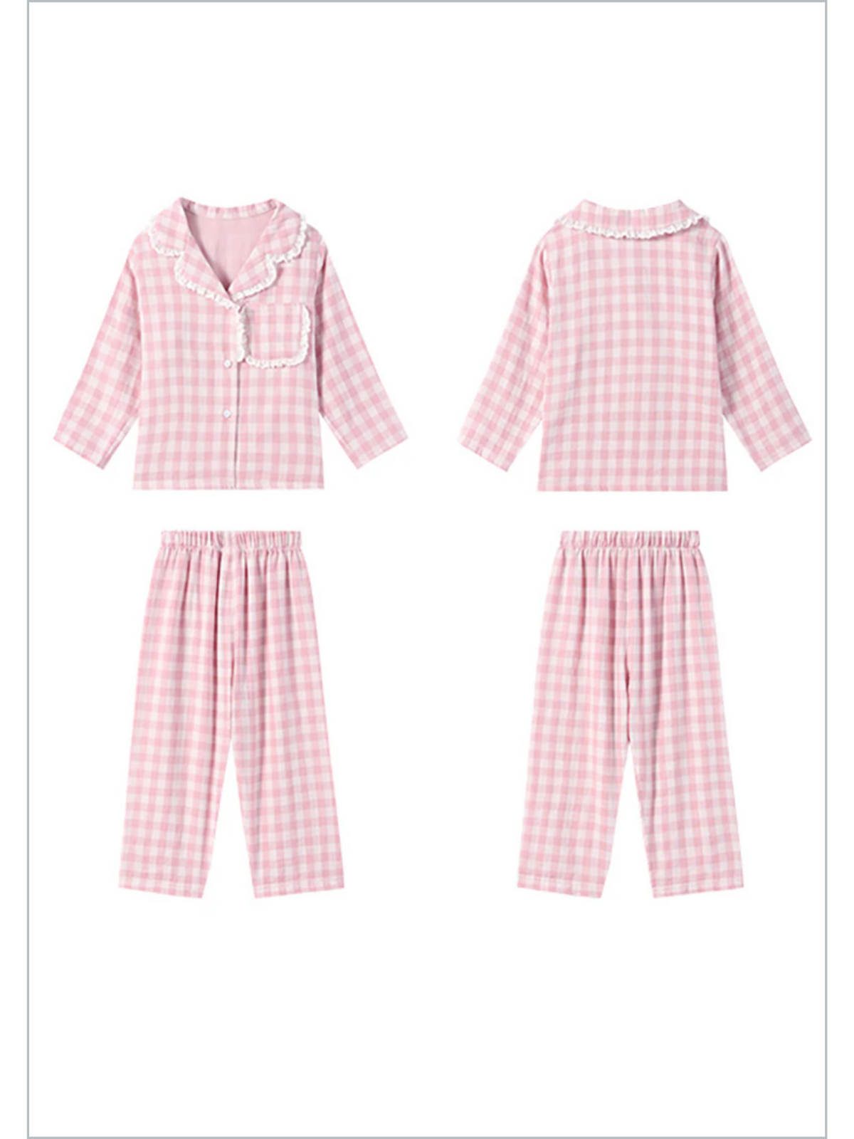 Mia Belle Girls Pink Gingham Pajamas | Girls Loungewear